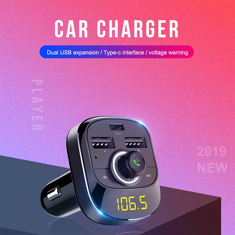 Bluetooth автомобильный комплект MP3 Dual USB портативный тип-c микрофон Handsfree 3.1A 12 V-24 V Smart