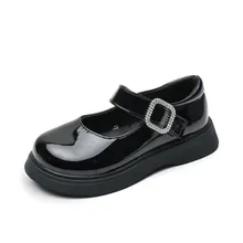 

Girls' Leather Shoes Korean Soft Soled Princess Shoes Spring Children's Shoes Black Primary Students' Campus Performance Shoes