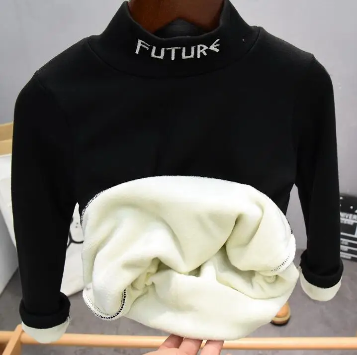 black t-shirts Детская одежда, зимний комплект одежды для маленьких мальчиков, зимнее пальто, плюшевая футболка, плюшевые штаны, комплект из 3 предметов, комплекты одежды для мальчиков 2-6 лет - Цвет: black t-shirts