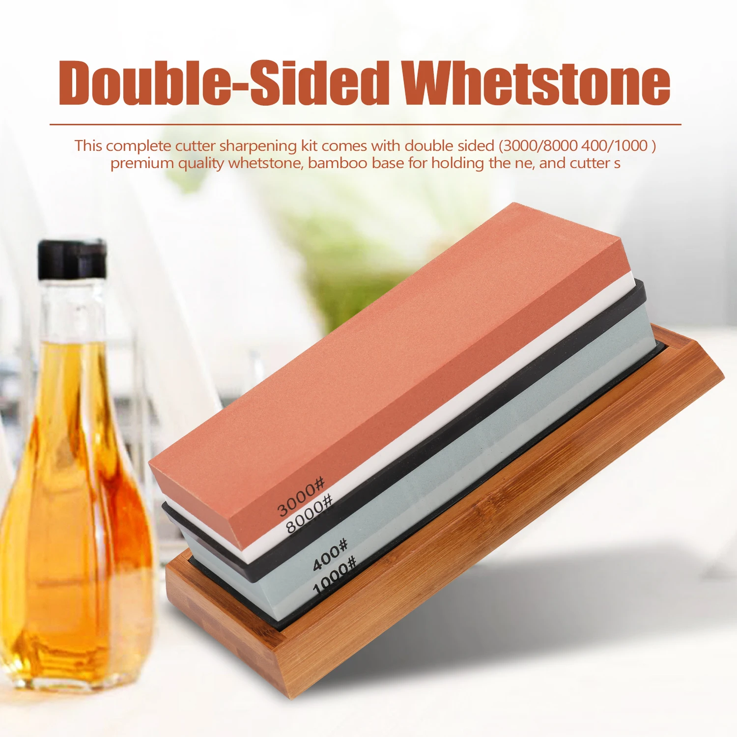 knife sharpener Premium Whetstone Cut Sharpening grindstone Set Ideal Sharpener for All Blades Non Slip Base Cutter Sharpener
