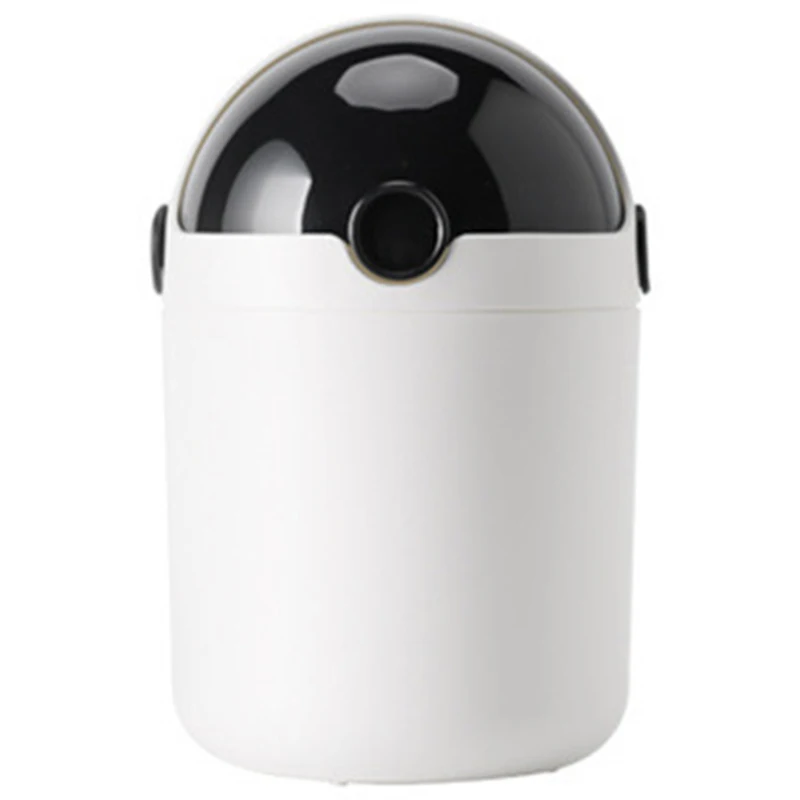 Black Mini Waste Bin Desktop Garbage Basket Table Home Trash Can Roll Press with Lid Creative Cute Desktop Trash Home Living Room-Turn - Цвет: Black