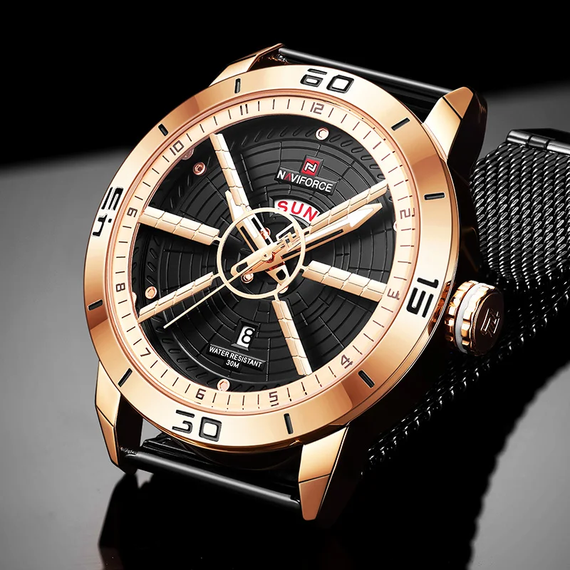 

NAVIFORCE Wrist Watch Rose Gold Luxury Brand Creative Watch Men Waterproof Date Stainless Steel Quartz Men's Wristwatch Clock