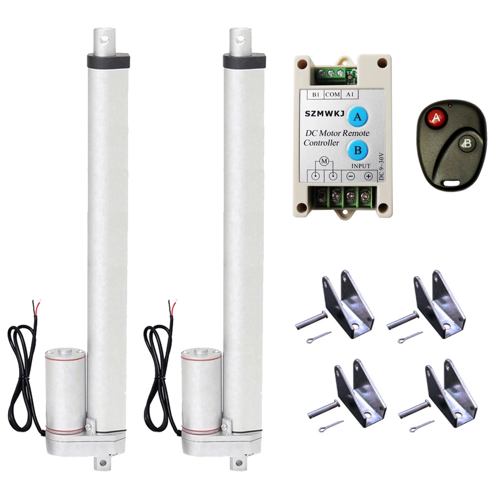 2 Dual 2" 12V DC Linear Actuator W/ Wireless Control Kits for Door Open Auto Car 