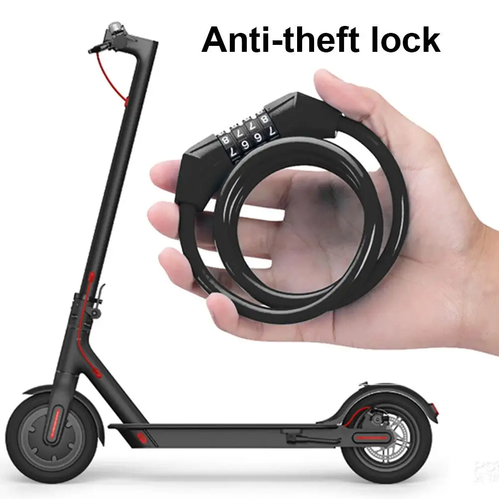 4-digit Password Lock for Mountain Bike Anti-theft Security Code Steel Cable Lock for Mountain Bike Motorcycles Scooters