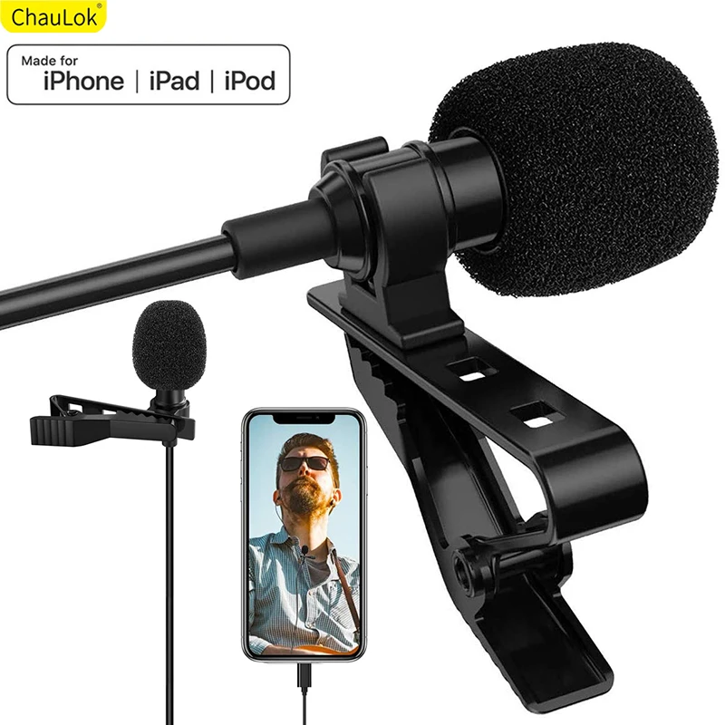 Professional Lavalier Microphone for iPhone 11 Pro XS Max SE 2020 XR X 8 7 Plus Audio Video Recording Condenser Mic YouTube | Электроника