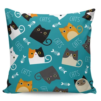 

Cartoon Cute Kitty Cat Modern Double-sided Plush Pillow Case Living Room Sofa Cushion Cover Home pillowcase
