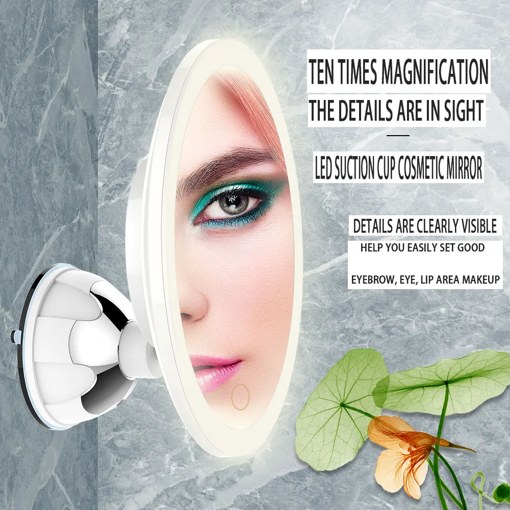 10x увеличительное светодиодное освещение перезаряжаемое зеркало для макияжа USB маленький светодиодный сенсорный экран для женщин складное светодиодное зеркало для макияжа лампы