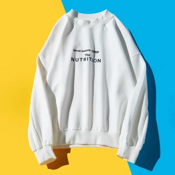 

2020 spring round neck Pullover thin loose letter embroidery Korean long hooded Pullover