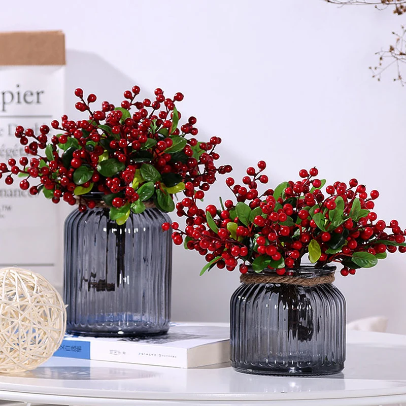 2021Artificial Berries Christmas Small Berry Foam Acacia Bean Photography Flowers Decoration Wedding Home Table Plant Arrangment