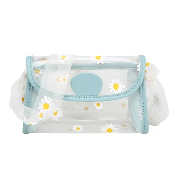 

2020 Design Luxury Women Handbag Transparent Bucket Bag PVC Daisy Jelly Mesh Strap Shoulder Bag Females Crossbody Messenger Bags