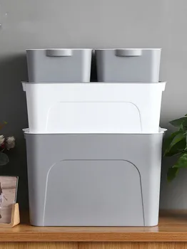 

Dormitory cosmetics storage box desktop plastic multi-function storage box home with cover size finishing storage box WF1015