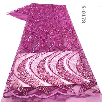 

Guipure Embroidery French Lace Fabric 2020 Fuchsia Sequins Fabric Material Tulle Mesh Lace Dress African Sequins Lace Clothes