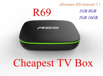 

20pcs TV Box R69 Android 7.1 Allwinner H3 Quad Core 1GB/8GB 2GB/16GB 2.4G WIFI 1080P HD Support 3D Movie Smart Media Player