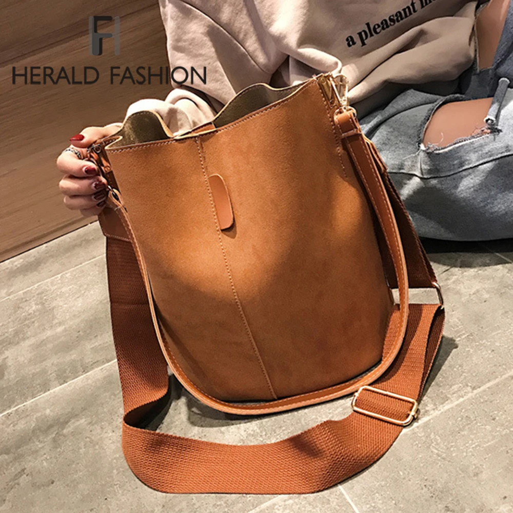 Lowered Bucket-Handbag Capacious-Bag Over-The-Shoulder-Bag Elegant Big-Capacity Solid-Pattern dV5lBg8z9