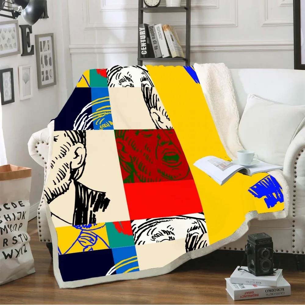 New Geometric Pattern Throw Colorful Microfiber Blanket Fleece Sherpa Warm Blanket for Couch Bed Sofa 3D Print Home Blanket