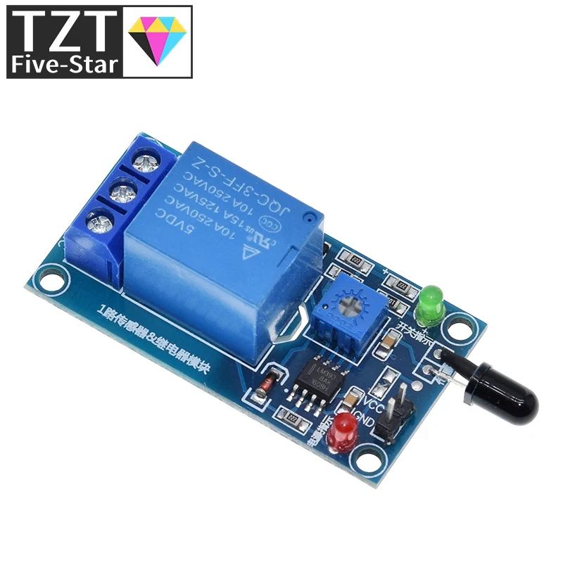 1/3 Stück IR Infrarot 1-Kanal 5V 12V Flammenerkennungssensor-Modul Feueralarm-Sensor Relaismodul für Arduino – Detail 8