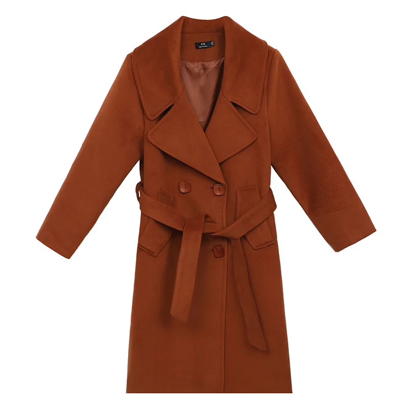 Осенне-зимнее женское пальто размера плюс, повседневное свободное шерстяное пальто с длинным рукавом, плащ-пыльник, пальто большого размера черного цвета 4XL 5XL 6XL 7XL 8XL