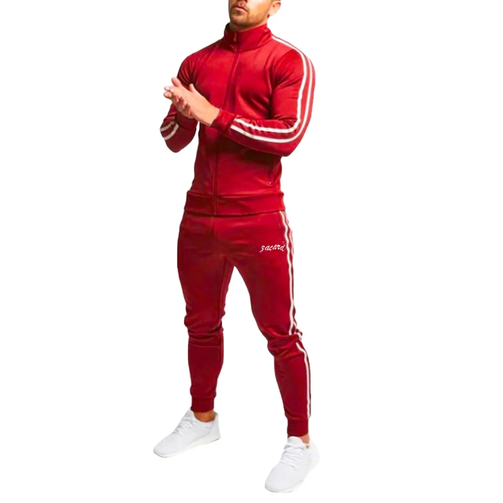 

JAYCOSIN tracksuit 2 Sets men Hoodies Autumn Splicing Zipper Print Sweatshirt Top Sweatpants Sets Sport Suit Male Tracksuit 9801