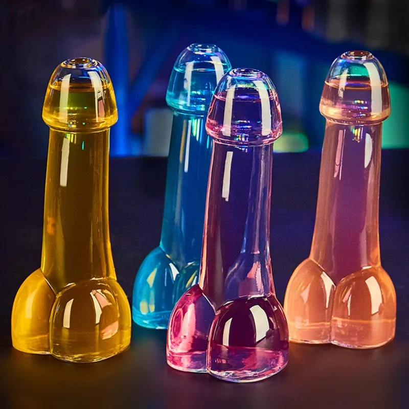 

1pc/2pcs/4pcs Creative Novelty Design Funny Penis Shot Glass Cocktail Wine Glass KTV Bar Night Party Show Penis Shape Cup