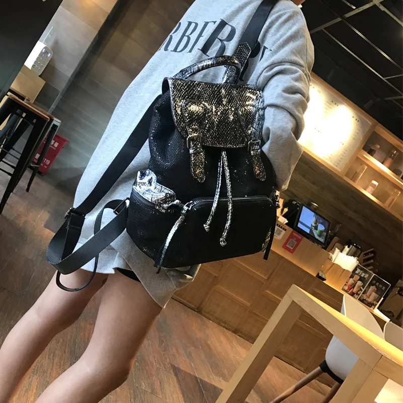 Школьный ранец модный походный рюкзак, Женский сетчатый черный повседневный рюкзак на шнурке школьный рюкзак для ноутбука для женщин