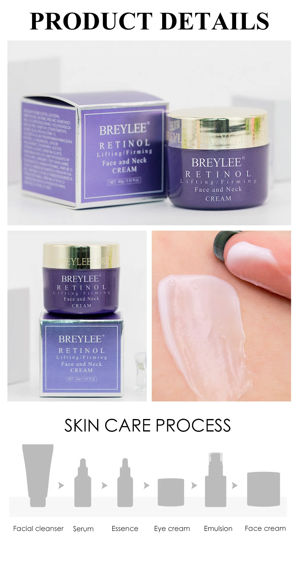 BREYLEE Retinol LiftingFirming Face And Neck Cream Anti-aging Anti-Eye Bag anti wrinkle Eye Cream Age Revolution Ageless Young 7