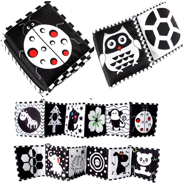 Baby Book Soft Cloth Books Black and White Animal Rattles Newborn Early Learning Develop Cognize Toys Montessori Kids Quiet Book 1