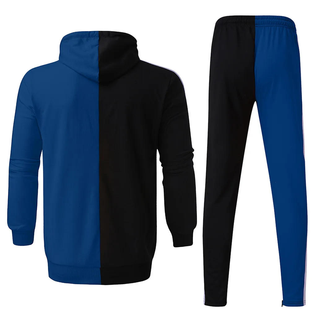 Men's Autumn tracksuit Patchwork Zipper Sweatshirt Top Pants Sets Sports Suit Tracksuit survetement homme ropa hombre