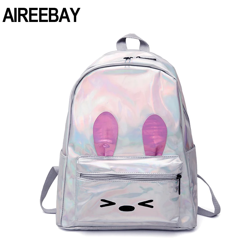 Женские рюкзаки AIREEBAY голографический светоотражающий рюкзак с милым Кроликом