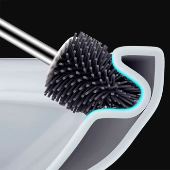 

soft fur long handle Toilet Brush Holder Set Antibacterial Bristles WC Bathroom Lavatory Cleaning Brush with Tweezers