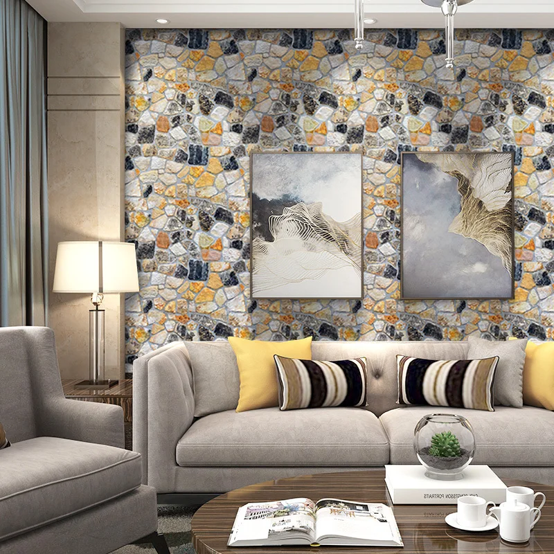 

3d Modern Brick Wallpapers Self Adhesive Vinyl Roll Wall Murals Rolling Rock Stone Backdrop Wall Paper For Walls