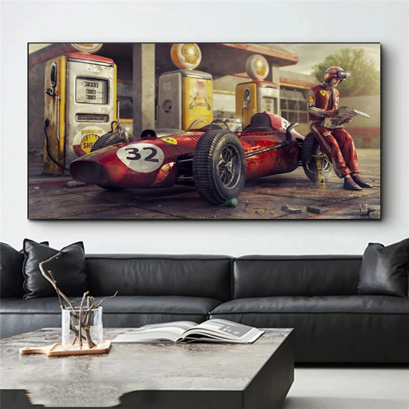 Винтажные постеры и принты автомобилей феррарис Классический гоночный F1