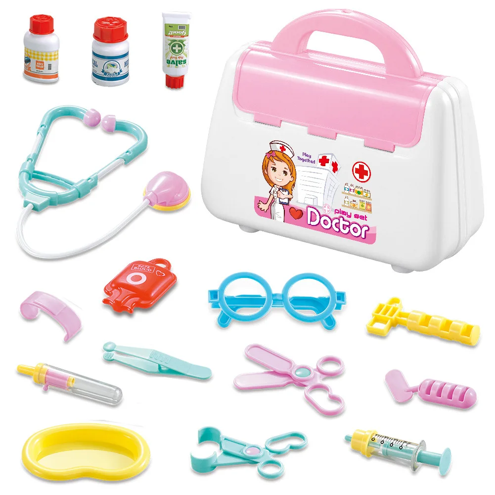 

15pcs Doctor Toy Sets Gift Pretend Play Durable Game Kids Medicine Box Electronic Stethoscope Unisex Dentist Medical Simulation