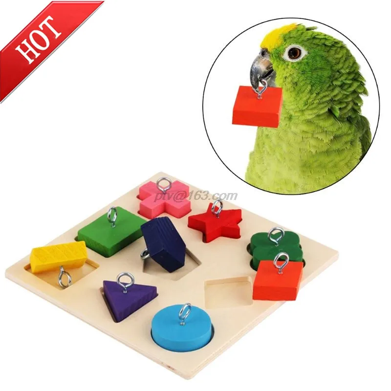 Juguetes Educativos para mascotas, loro, entrenamiento interactivo, bloques de madera coloridos, suministros de rompecabezas de pájaros, accesorios de juguete DIY