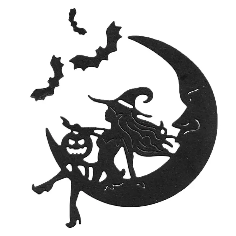 

Halloween Ghost Pumpkin Witch on the Moon Metal Cutting Dies Stencil DIY Scrapbooking Album Stamp Paper Card Embossing Crafts