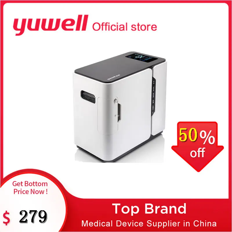 

Yuwell Portable Oxygen Concentrator Medical Oxygen Machine High Concentration Health Care Home Oxygen Device Big Screen 1-5L/min