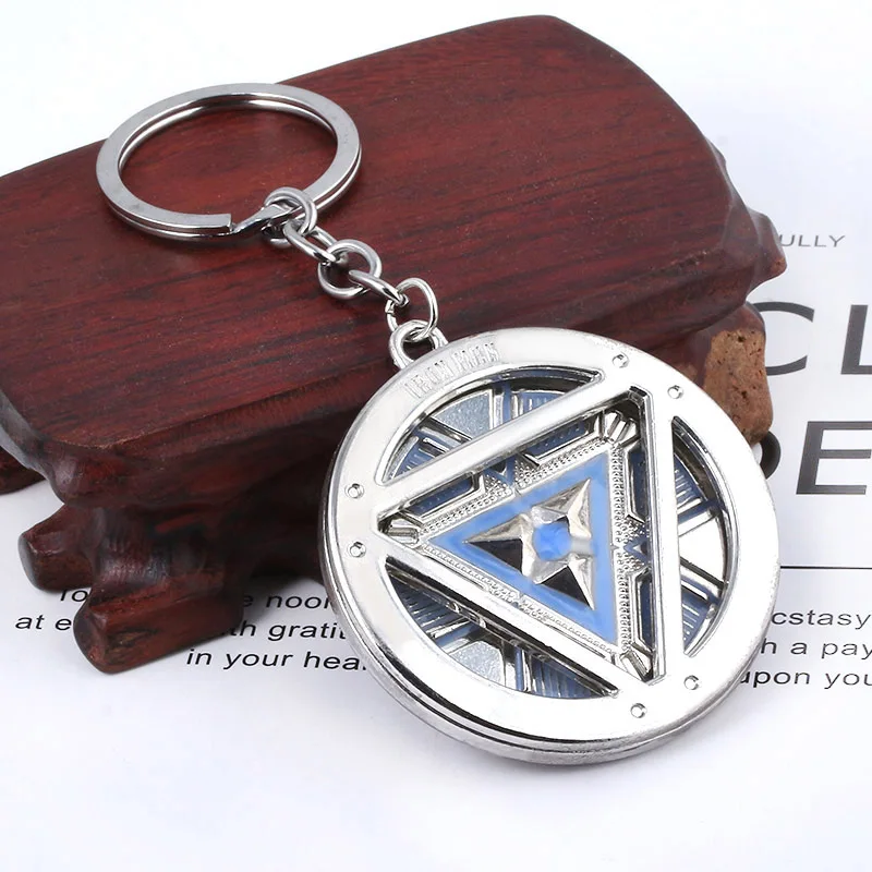 

Avengers Endgame Iron Man Figure Arc Reactor Keychain Round Luminous Key Chain Superhero Weapon Toy Keyring Pendant Fan Jewelry