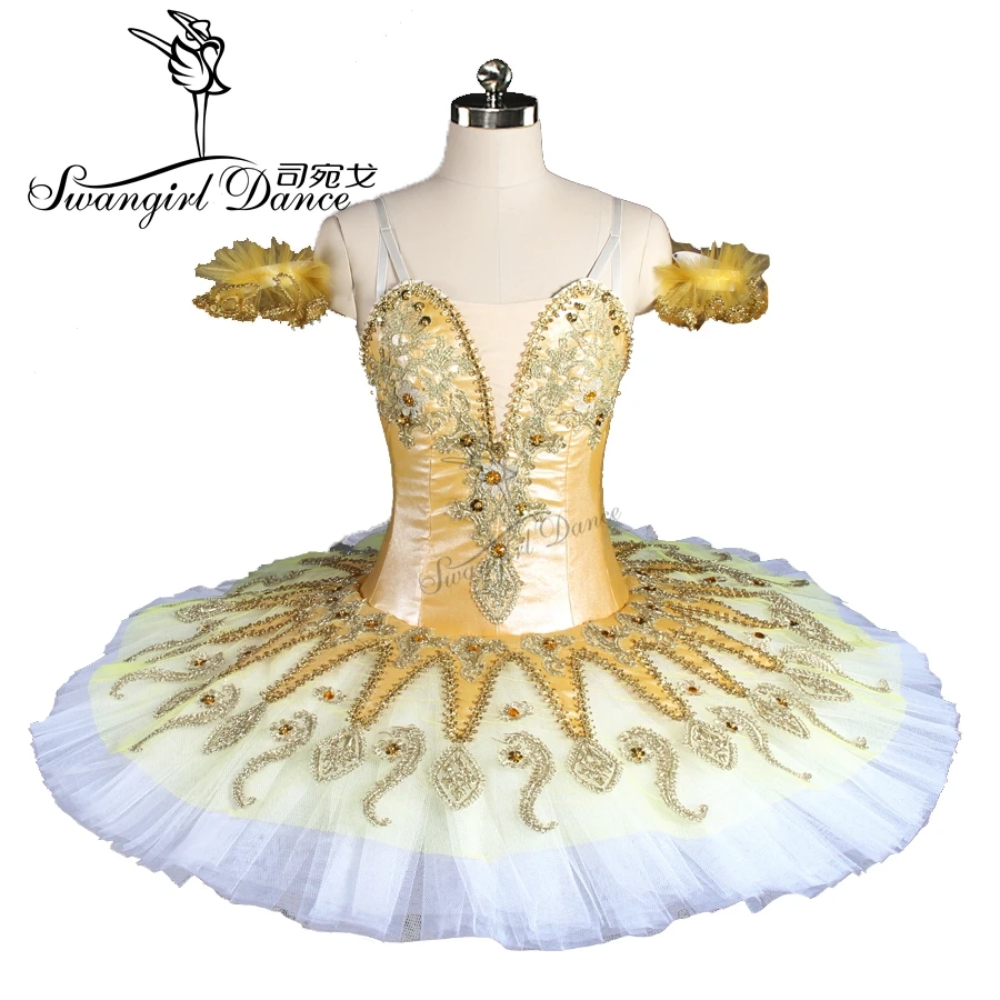 Women gold yellow pancake tutu professional queen ballet tutu girls classical nutracker ballet tutus BT9134E