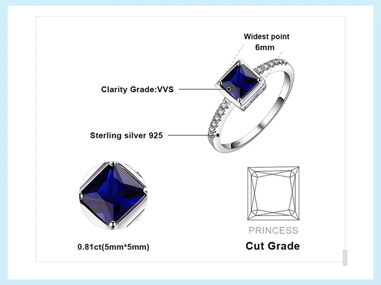JewelryPalace Square Created Blue Sapphire 925 Sterling Silver Ring for Women Fashion Fine Jewelry JewelryPalace Square Created Blue Sapphire 925 Sterling Silver Ring for Women Fashion Fine Jewelry
