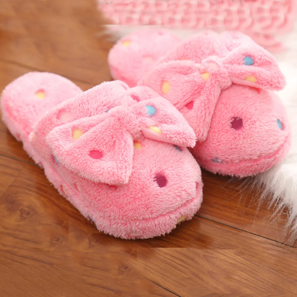 Warm Cute Bow Autumn Winter Woman Slippers Home Wear