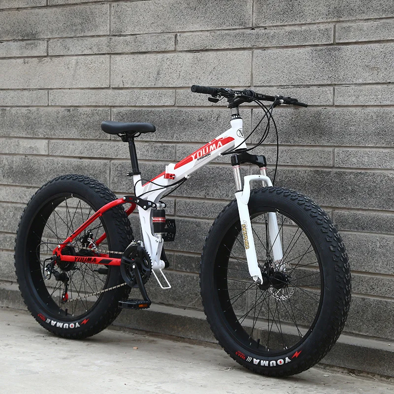 4.0 Super Wide Tire Folding Bike Snow Mountain Bicycle 20/24/26 Inch Speed Adult Student Men And Women