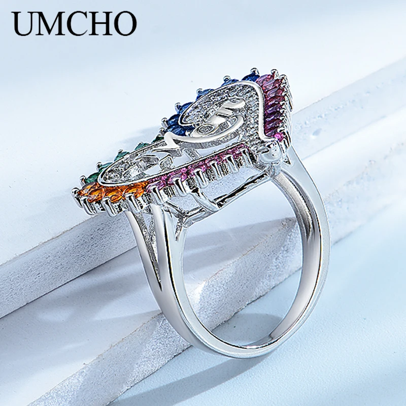 

UMCHO Elegant Pendants 925 Sterling Silver Jewelry Created Heart Shaped Character Mom Rings Wedding For Mom Gift