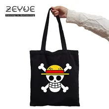 

One P Japaness Anime Women Graphic Aesthetic Funny Black Canvas Shopping Bag Girl Female Shoulder 90s Casual Handbag