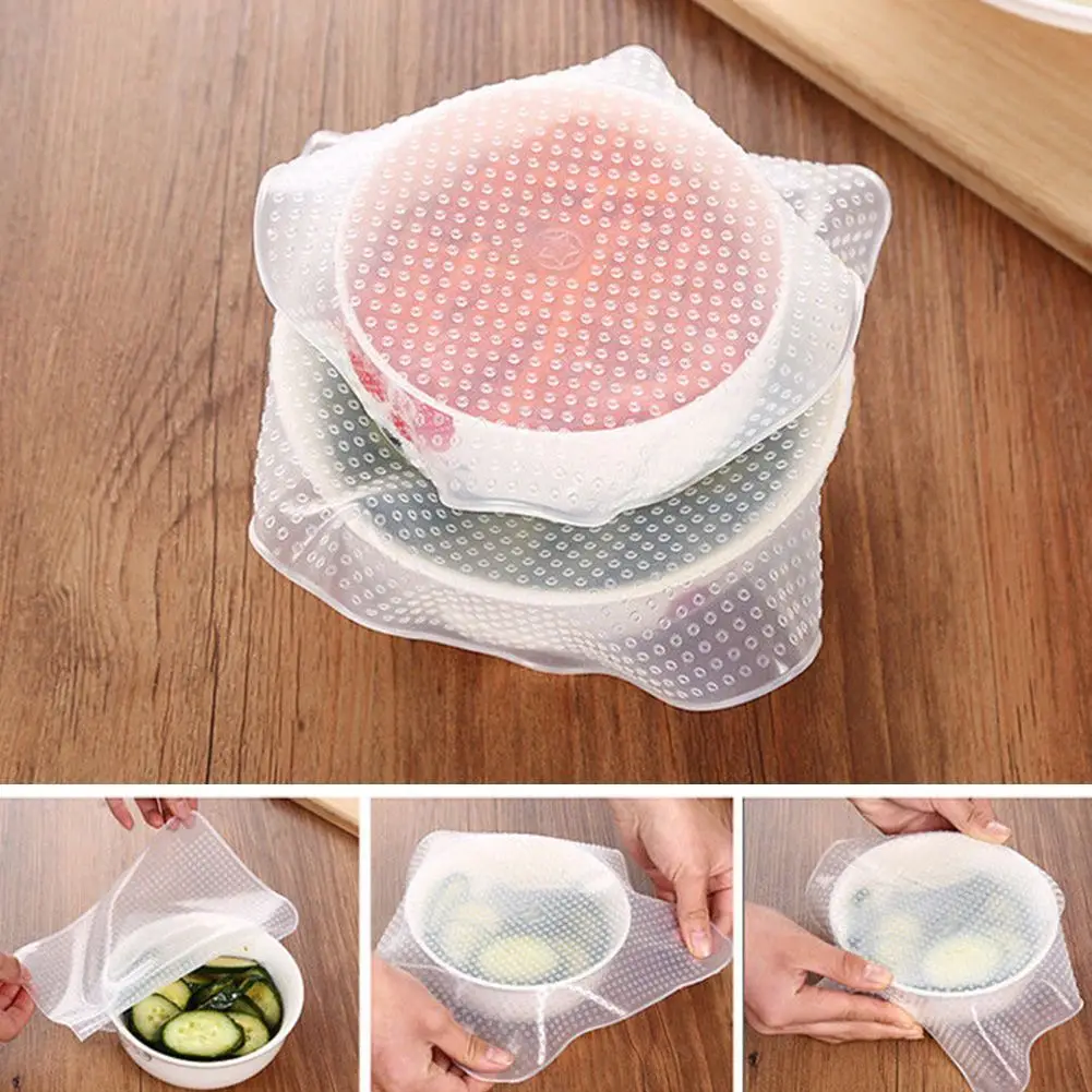 3 шт. DIY дома кухня силиконовые обертывания Уплотнение Крышка стрейч цепляется пленка еда свежий держать