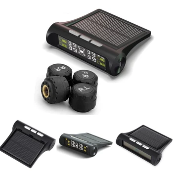 

Hot Solar PowerB TPMS Car Tire Pressure Monitoring System LCD Wireless 4 External Sensors for V W SUV Temperature Warning