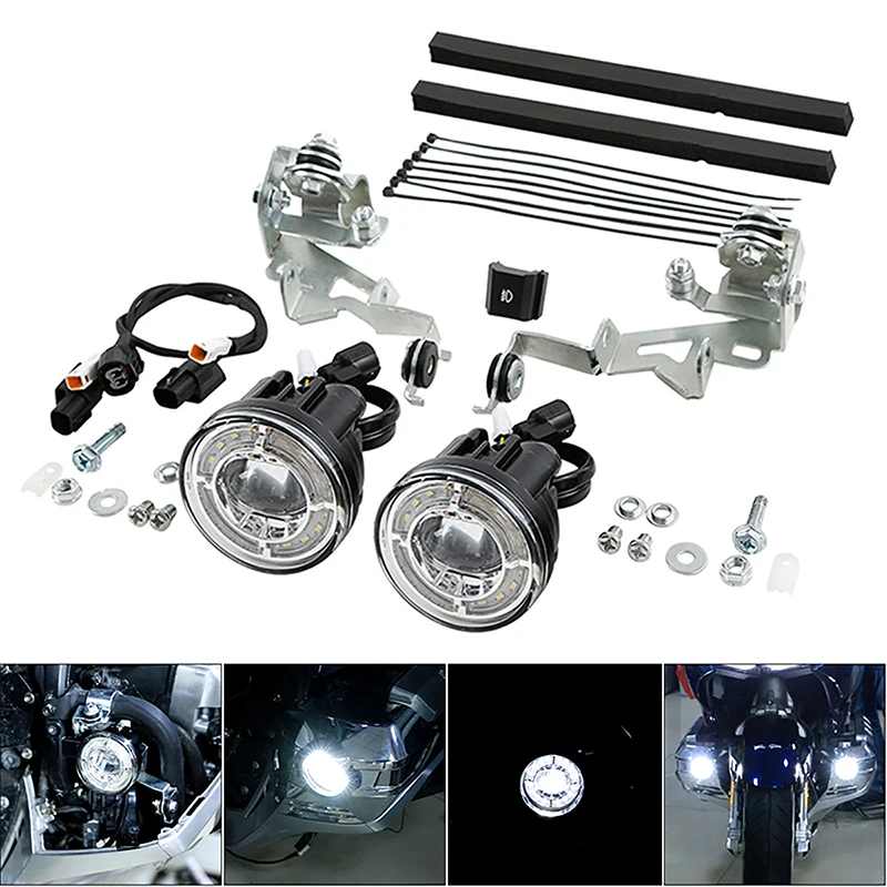 Motorcycle Clear Strobe LED Foglights w/ Attachment Kit For Honda