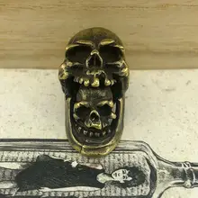 EDC инструменты латунный нож бисер Латунь Двойной Череп Бусы на шнурок Паракорд Нож многофункциональный брелок DIY кулон#152