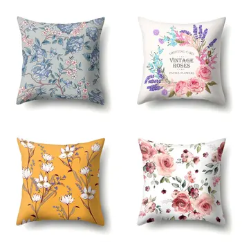 

Polyester Flower Cushion Cover Pillowcase 45x45cm Throw Pillow Case Home Sofa Waist Couch Decor Home Bedroom Sofa Decoration