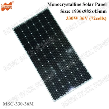 

1935x986x45mm High efficiency A grade 330W 36V (72cells) Mono Solar Panel