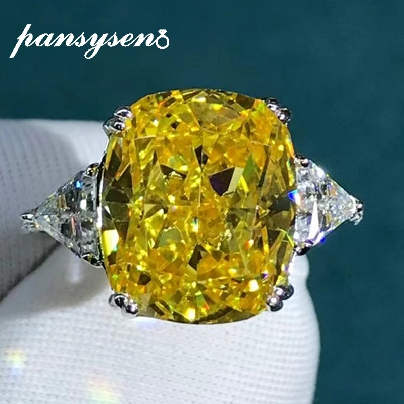 

PANSYSEN Luxury 925 Sterling Silver 3EX Radiant Cut 5ct High Carbon Diamond Wedding Cocktail Ring Anillos Plata 925 Para Mujer