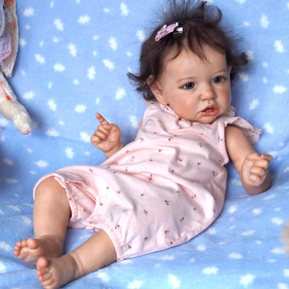 

22"Handmade Boneca Reborn Baby Doll Full Silicone Body Doll Drawing Victoria So Truly girl kid bebe doll toy silicone
